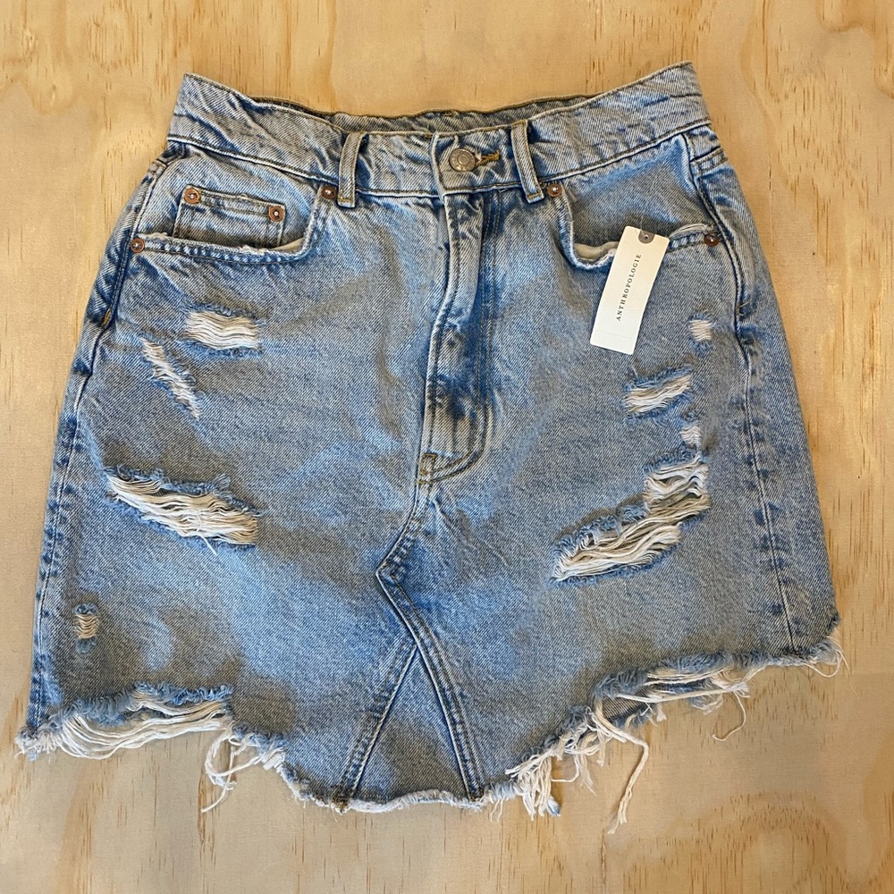 Anthropologie Pilcro Light Blue Washed Denim Mini
